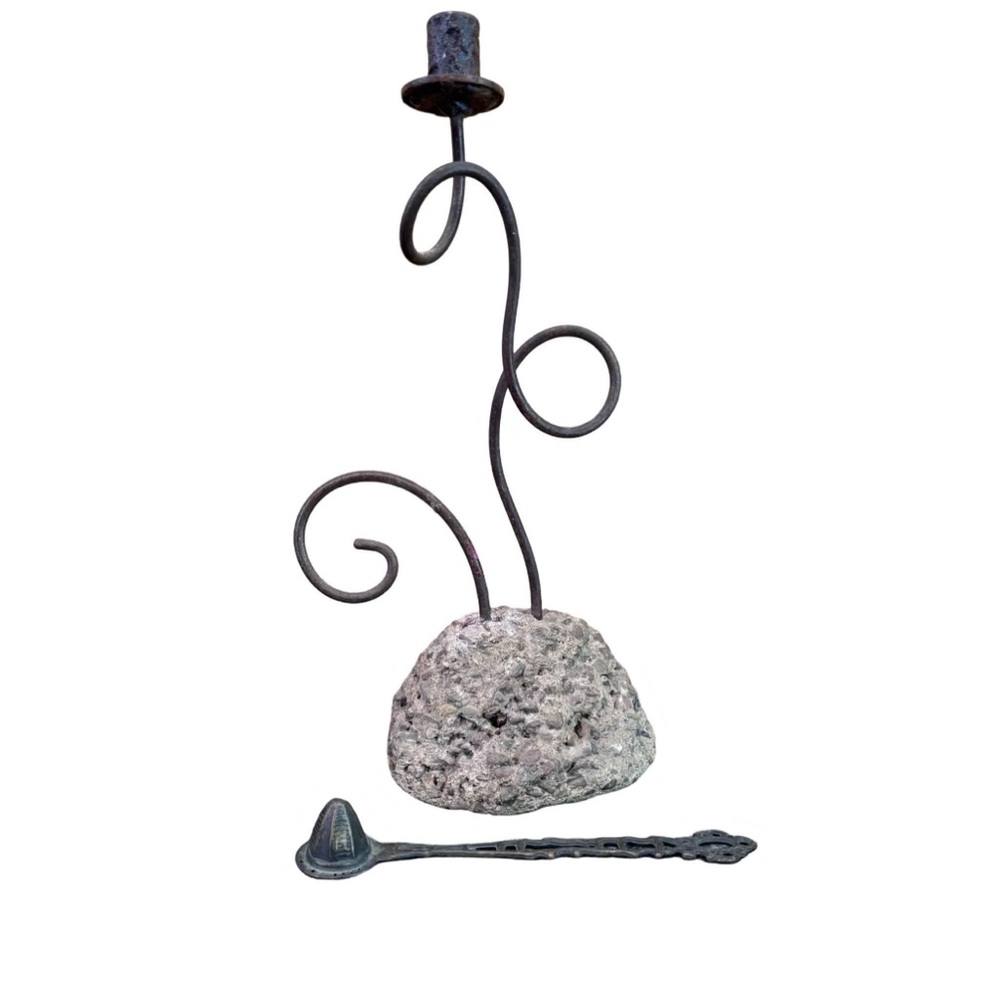 14 inch Wrought Iron Candle Holder and Flame Snuffer
